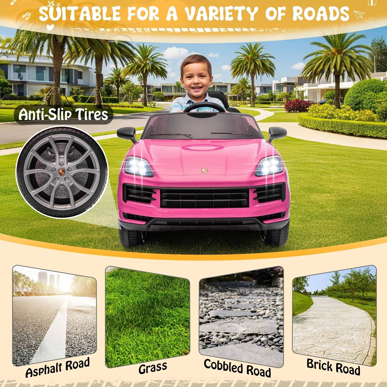 12V Licensed Porsche Cayenne Electric Ride on Car Toy for 3-5 years Kid Toddler