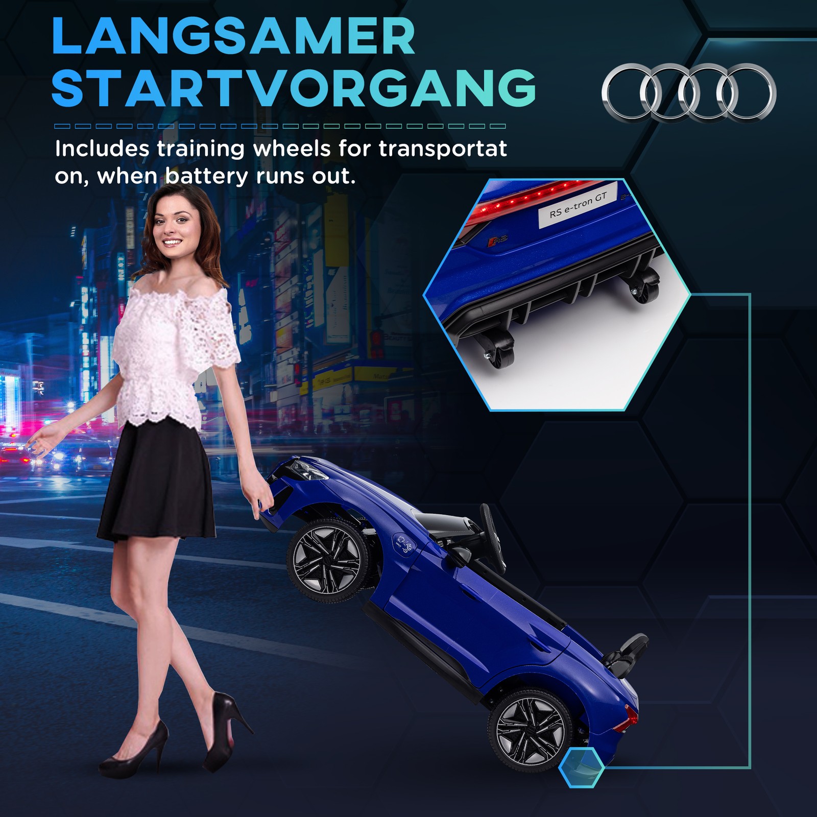 12V Kids Electric Ride On Car, Licensed Audi RS e-tron GT, Dark Blue