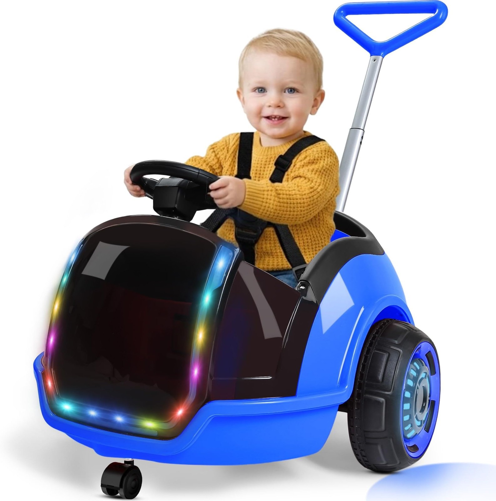 ANPABO 3-in-1 Electric Push Ride On Car, 12V Kids Ride On Toy w/Remote Contro…