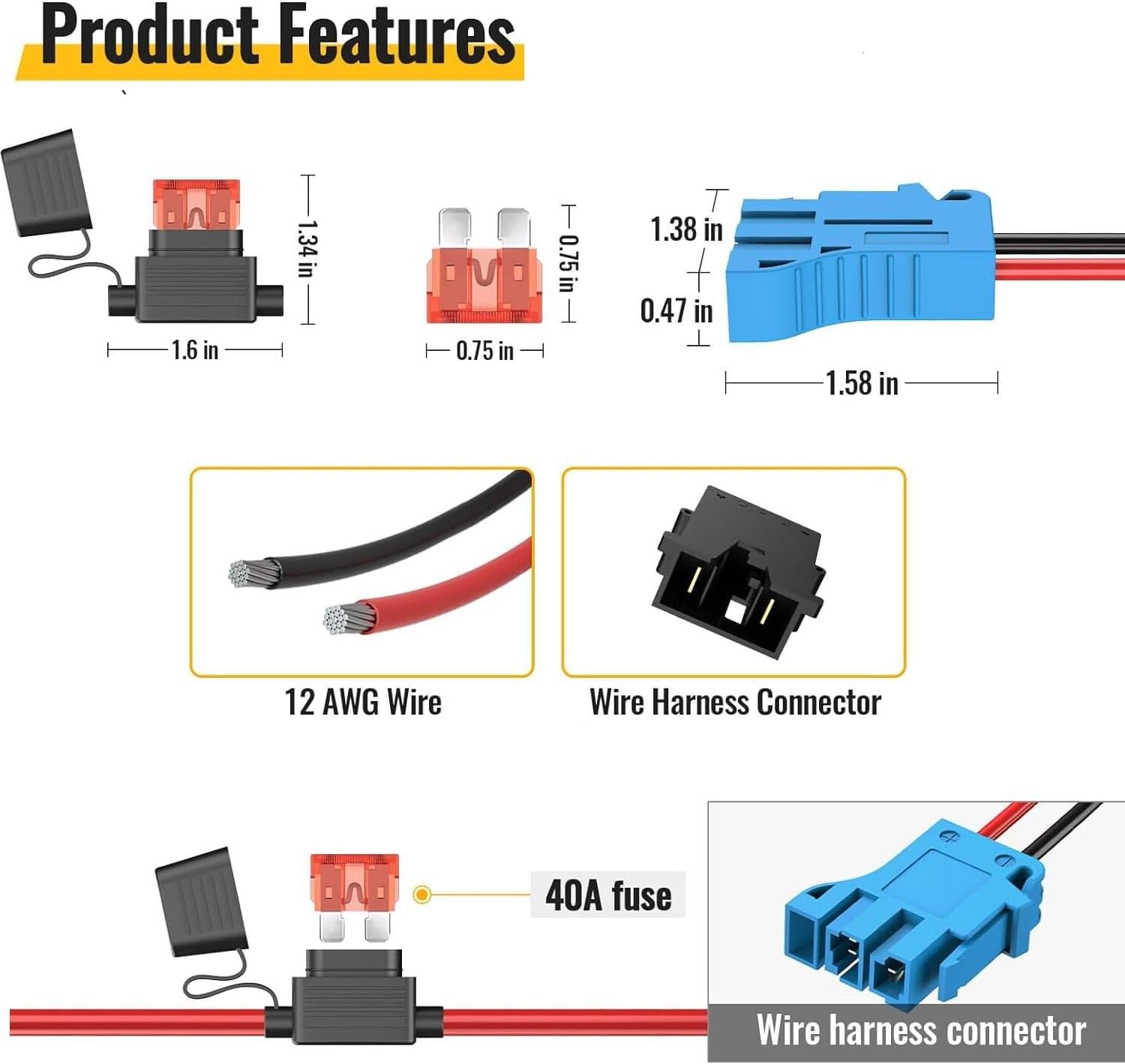 for Power Wheel Adapter for Ridgid 18V Li-ion Battery Adapter with 40A Fuse