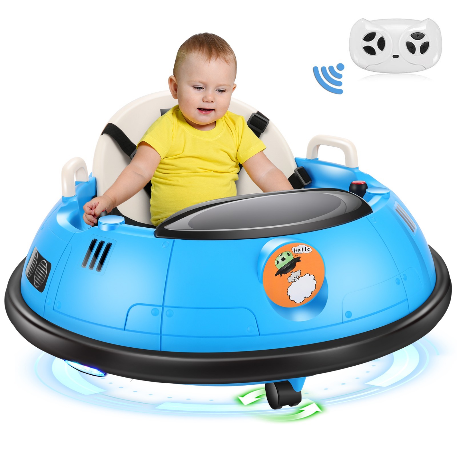 Bumper Car 12V Ride On Electric Bumper Car Flashing LED Light & 360° Rotation US