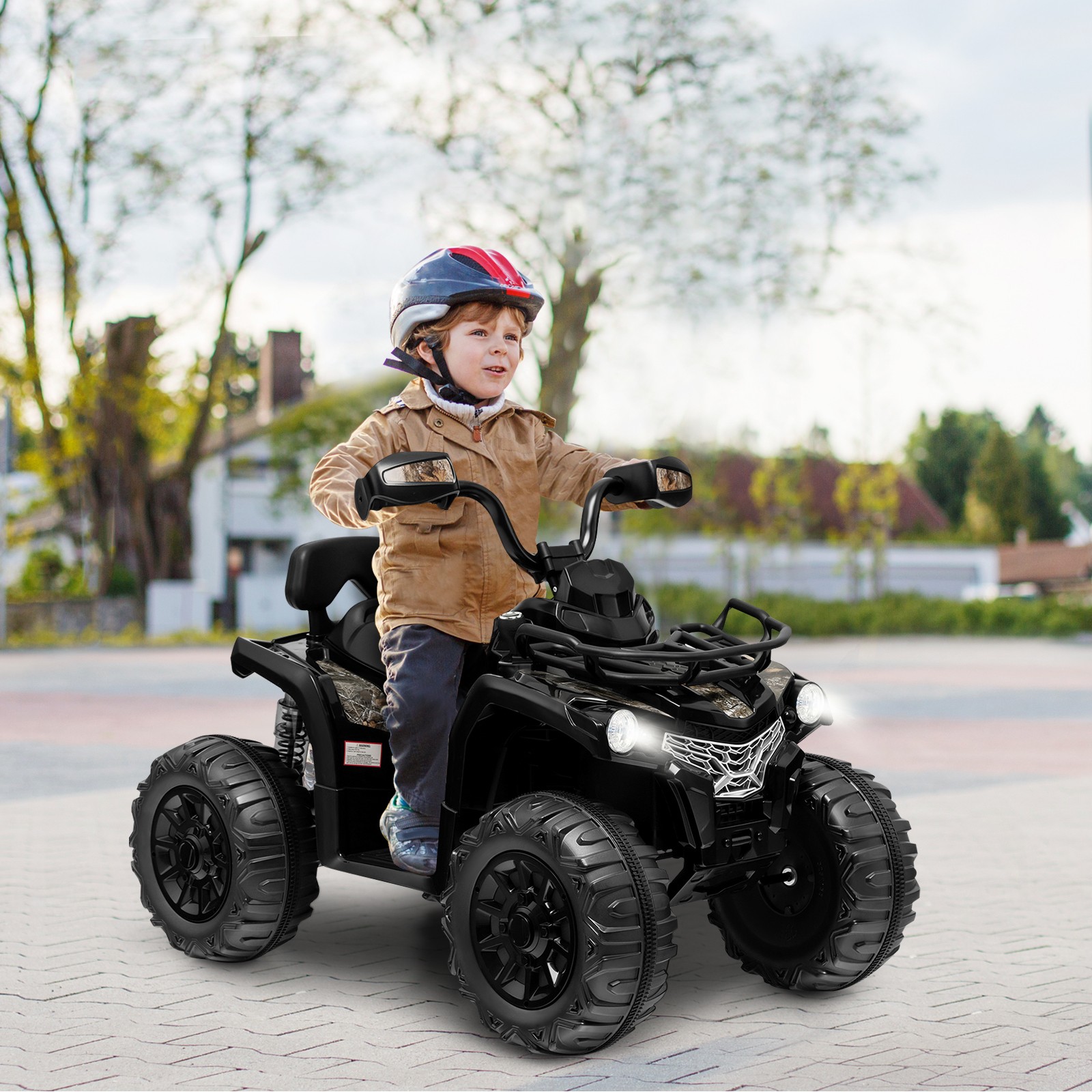12V 2 Speeds Kids Ride ATV Electric 4-Wheeler Quad w/ Mp3 & Headlights Black