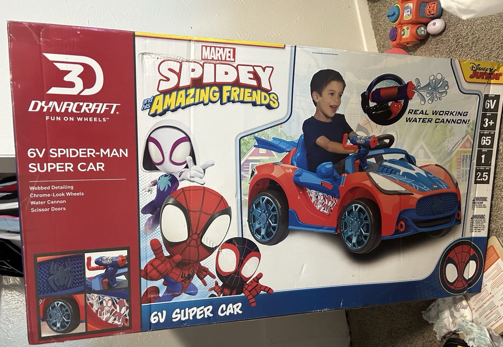 Dynacraft Spider-Man 6V Super Car Ride-On with Remote, Marvel Spidey and Friends