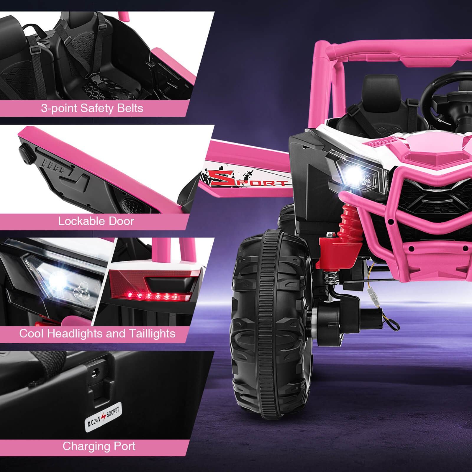 24V Kids Ride on UTV w/ 4 x 100W Powerful Engine Remote Control High/Low Speed