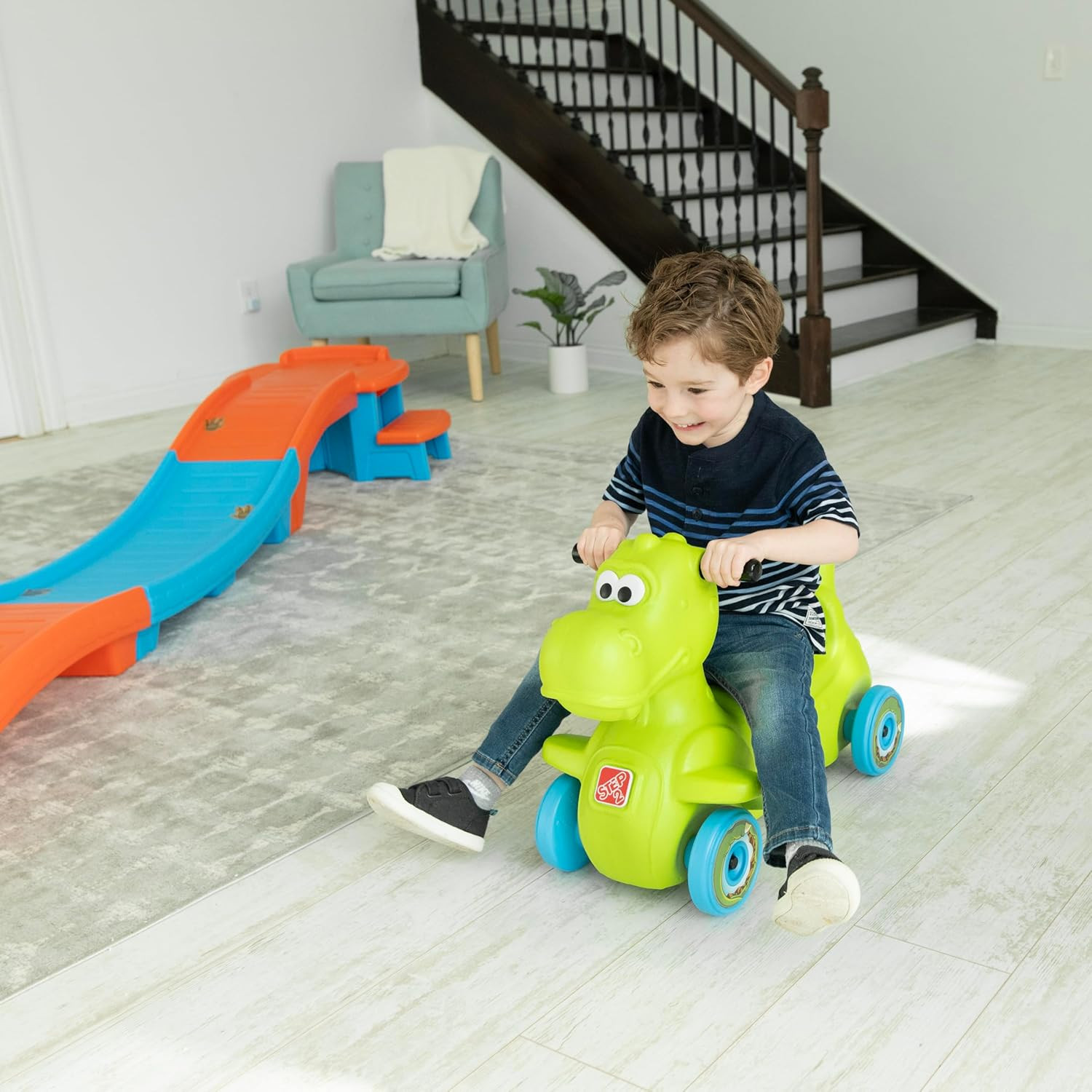 Dino Dash Kids Push Car, Foot Powered Ride on Toy, Practice Balance with 4 Wheel