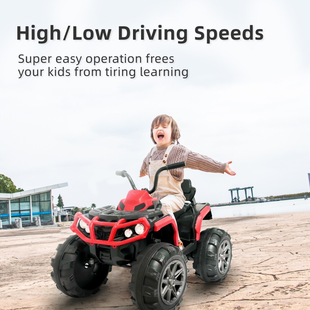 24V Kids Ride on ATV 6mph Electric Power Wheels Quad Car with 2 Speeds Bluetooth