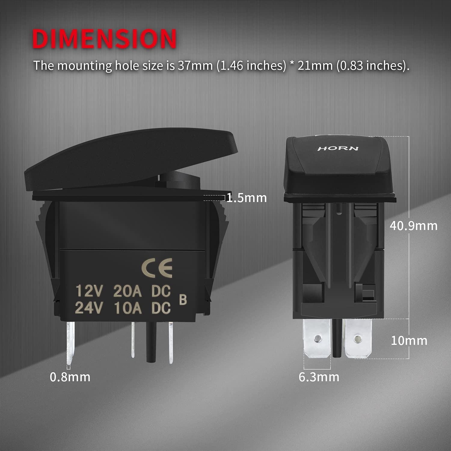 Daiertek 12V Horn Button Momentary Rocker Switch Blue Led 12 Volt Pola