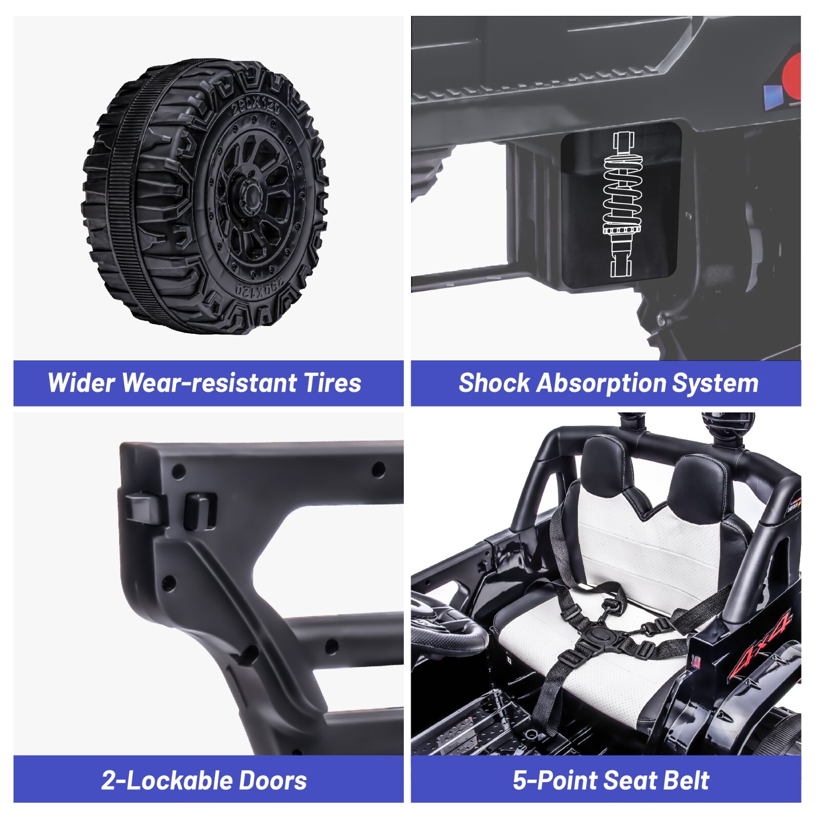 Black 12V Kids Car Power Wheels Ride-on Truck Vehicle w/Remote Control LED Light