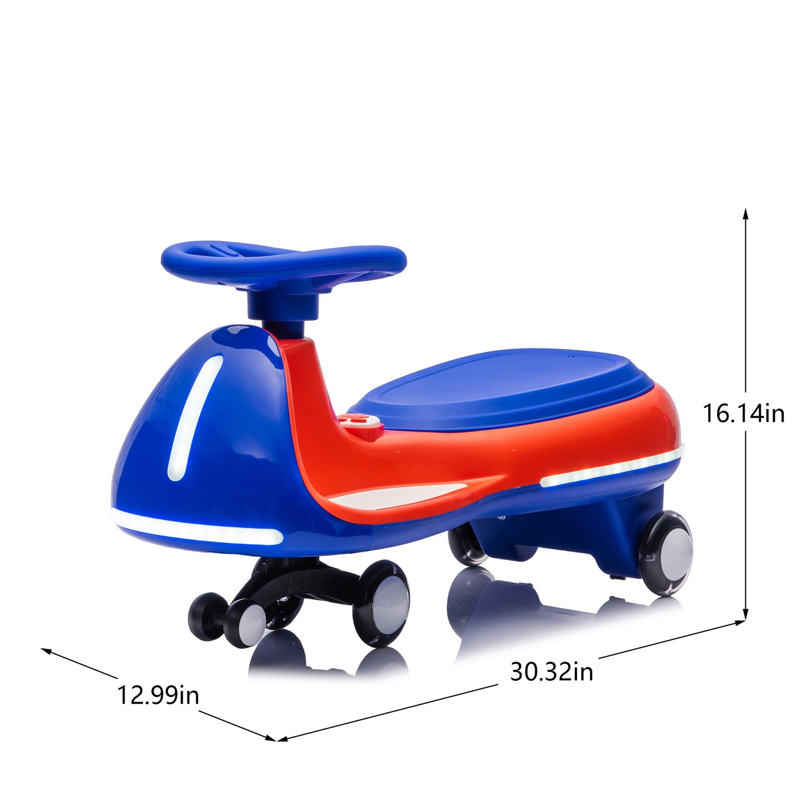 12V Kids Electric Wiggle Car with Wireless Music 2in1 Light-Up Wheels Swing Car