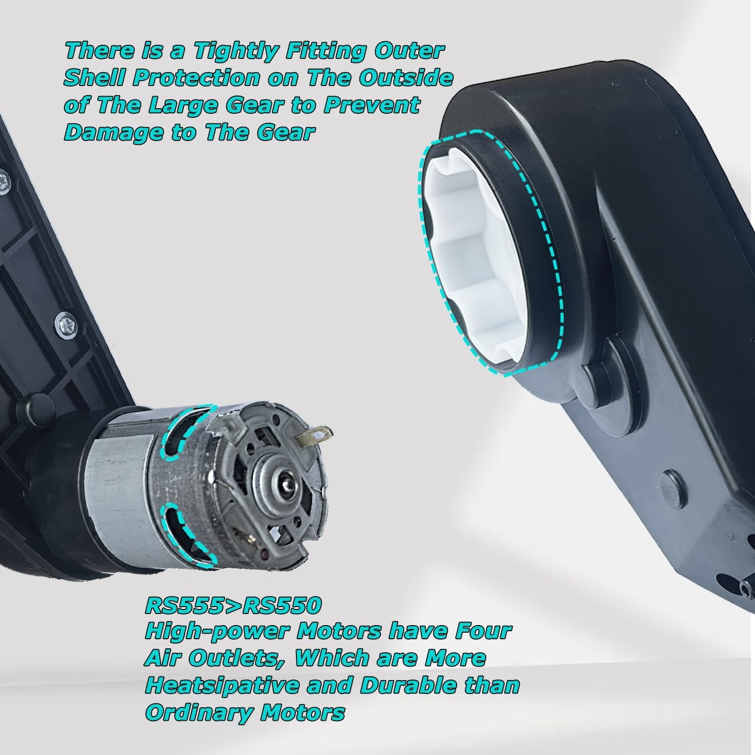 Versatile 2PCS Motor Gearbox RS555: 12000RPM, 1.6CM/0.61IN, 1.9CM/0.74IN Sizes