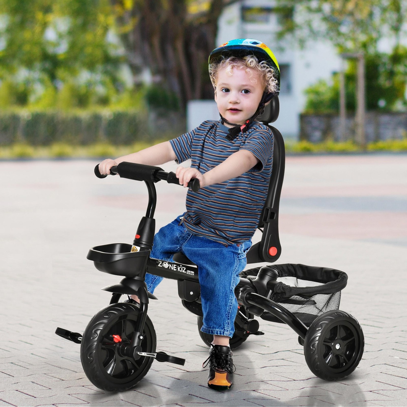 Kids Tricycle 4 in 1 Trike with Reversible Seat, Gray