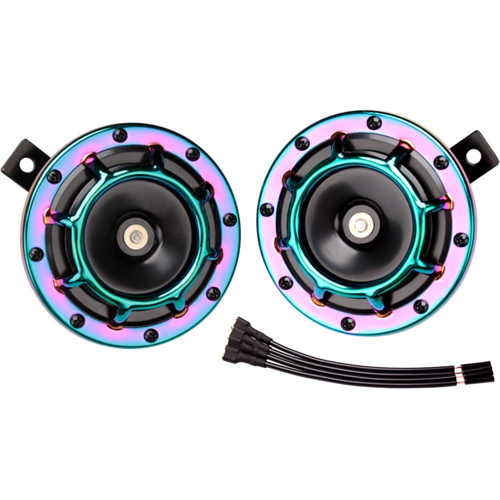 12V Loud Car Horns High Tone/Low Tone Train Horn for Truck Car Motorcycle colour