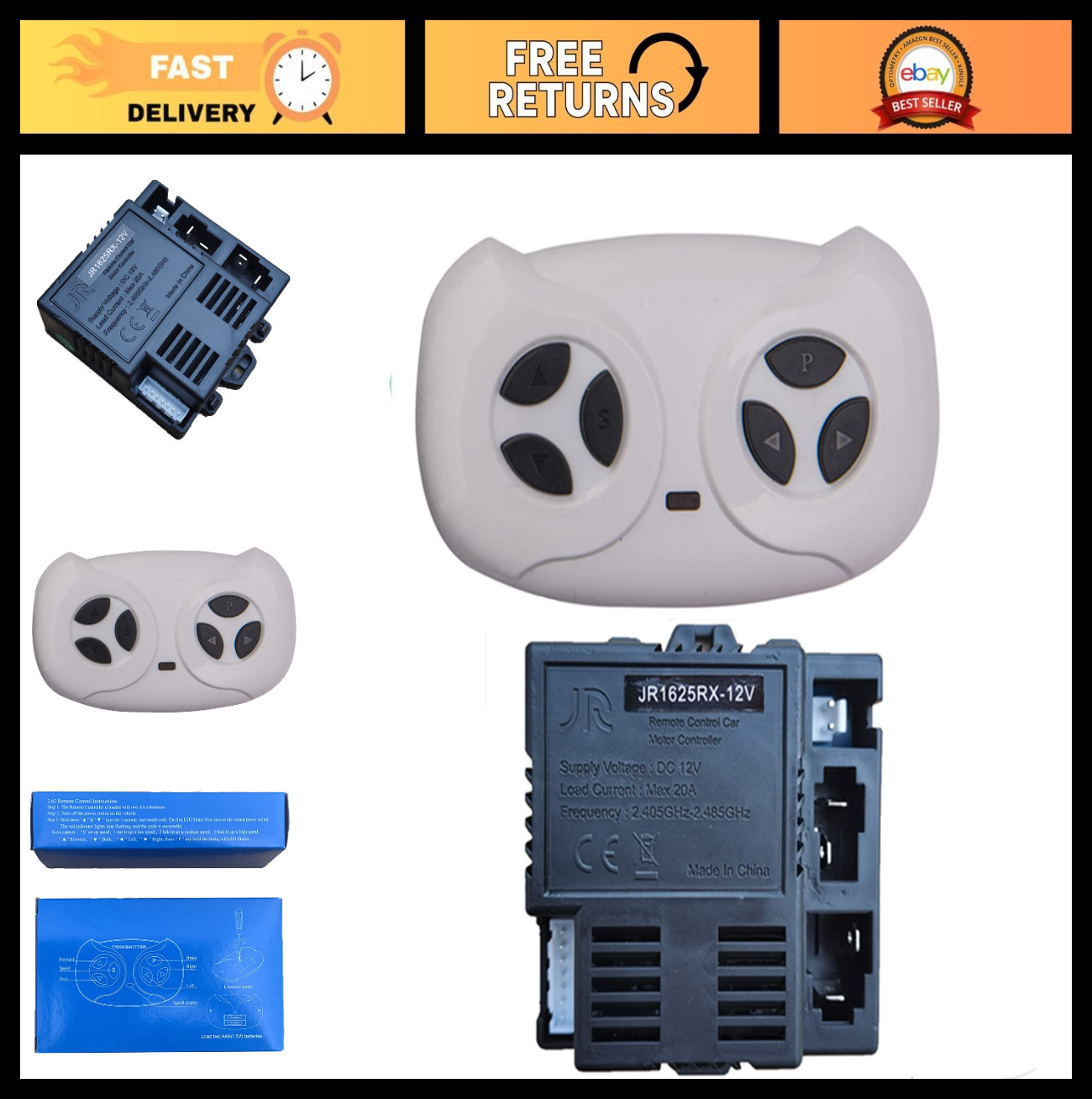 12V Kids Electric Ride-On Car Remote Control Kit – Bluetooth Receiver & Accessor
