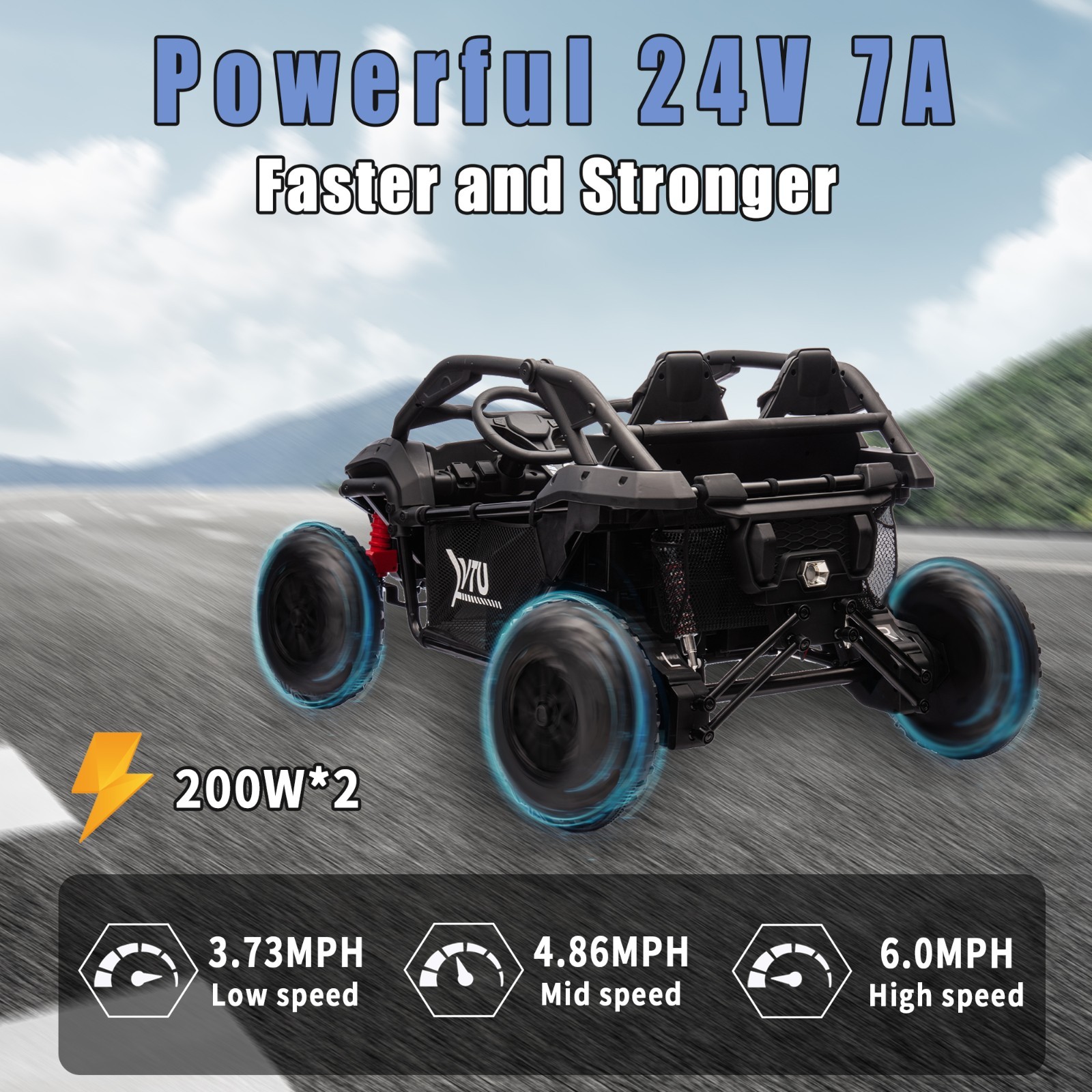 24V Kids Ride on Electric Car UTV w/Remote, LED, Battery Power Wheels,Black