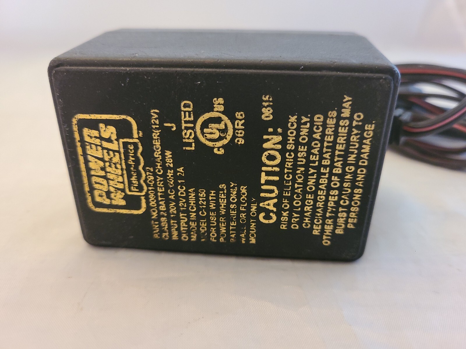 Original FISHER PRICE 00801-0972 POWER WHEELS 12V BATTERY Charger C-12150 Retro!