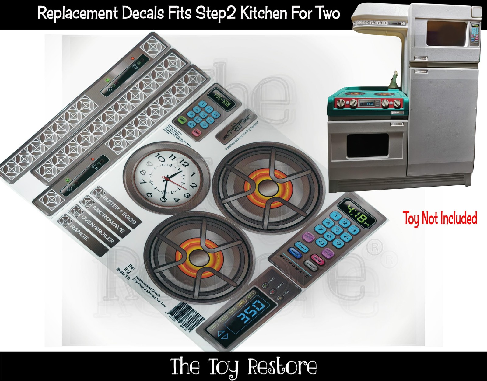 Toy Restore Replacement Stickers Fits Step2 Play Kitchen for Two with Fridge