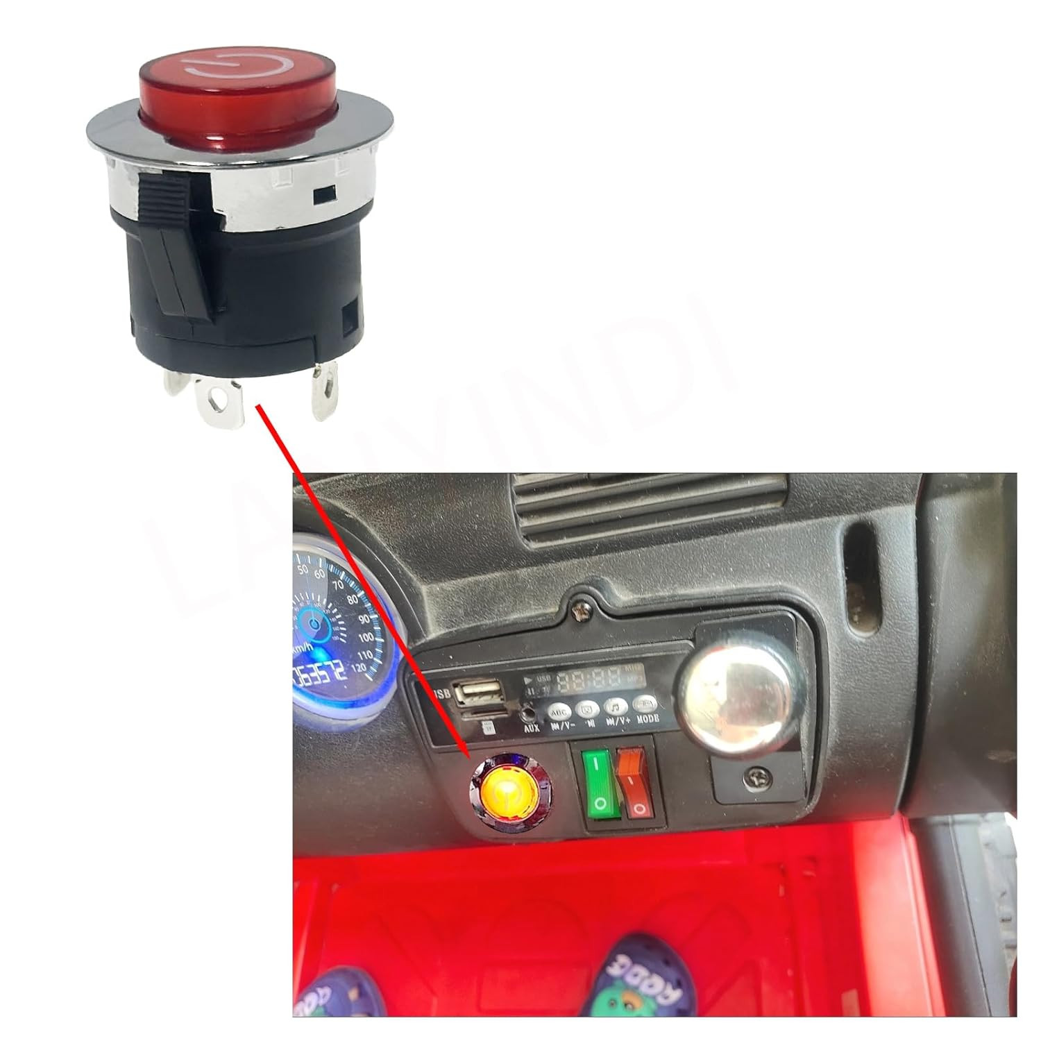 2 Pcs Power Button Switch Push Start Replacement Parts for Kids Ride on Toy Car