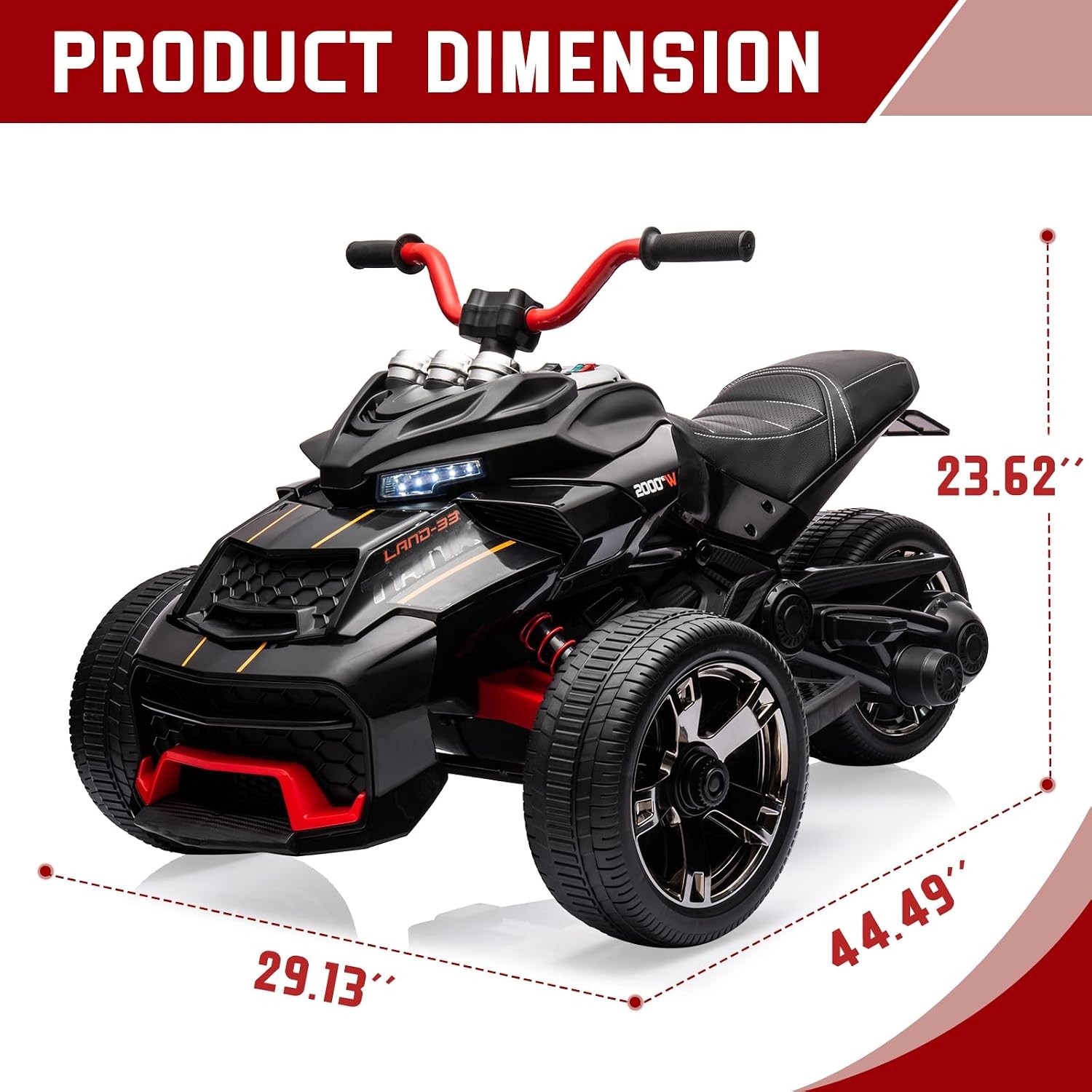 Kids Electric Ride on Truck Car 2 Speed LED Music 12V 3 Wheel Battery Powered