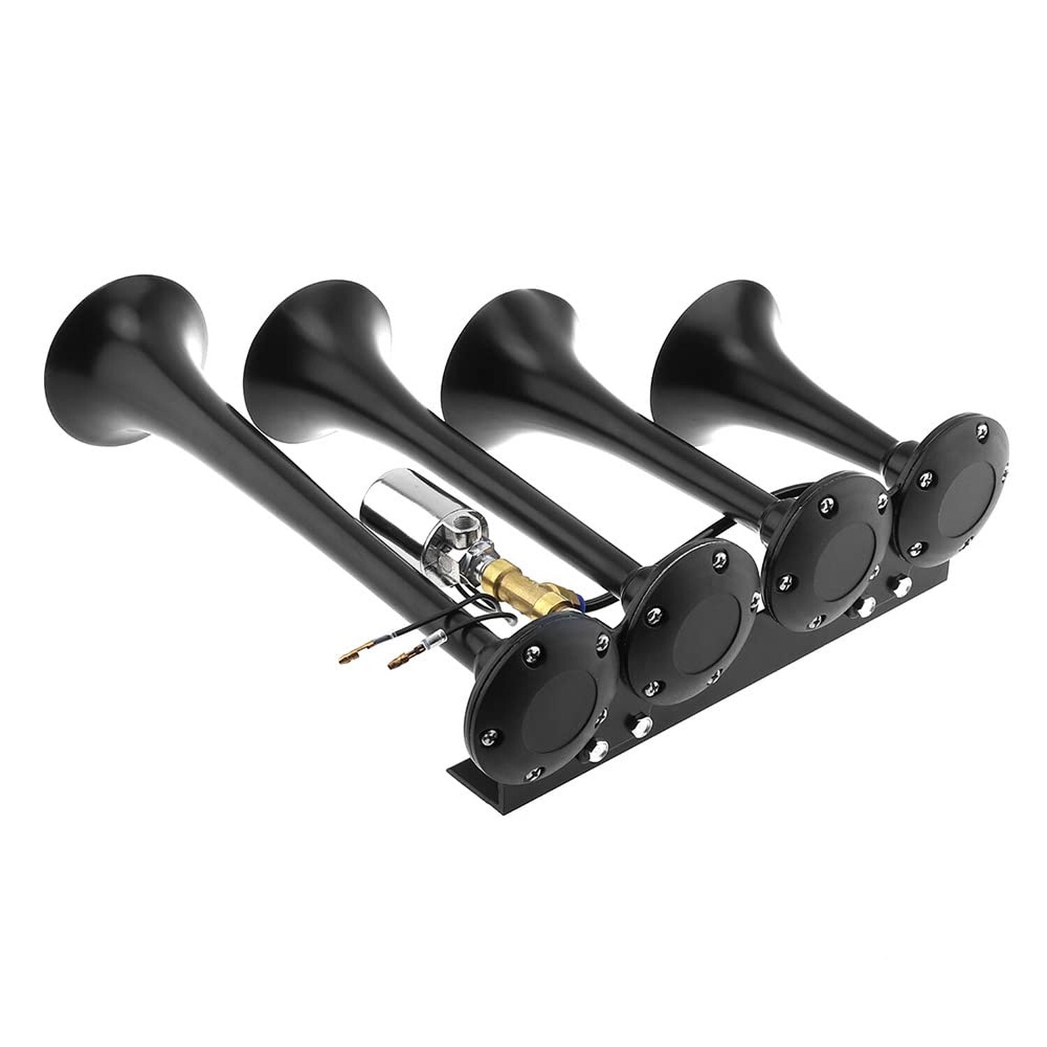 12V / 24V Truck Train Air Horn, 185dB Super Loud Four Trumpet Air Horn for Ca…