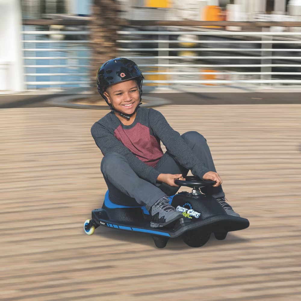 Razor 12V Crazy Cart Shift Electric Drifting Go Kart – Blue/Black