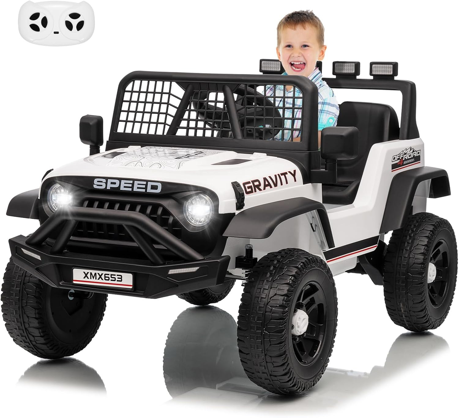 12V Kids Ride on Car Truck, Kids Electric Vehicles Car Ride on Toy Extra Wide Se