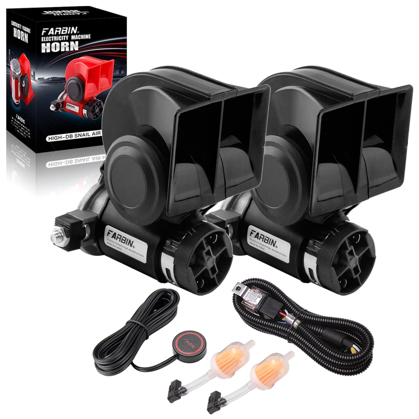 Air Horn for Truck 2Pcs, Compact Train Horn, Electric Car Horn 12V 150db Supe…