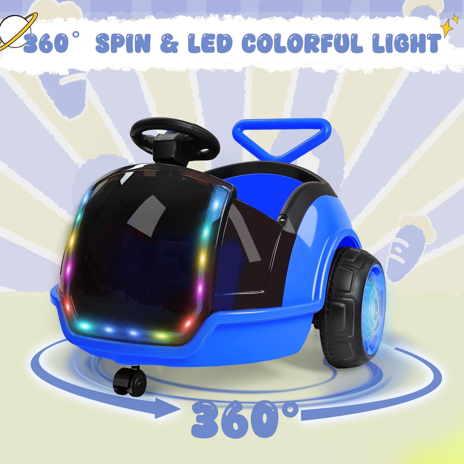 ANPABO 3-in-1 Electric Push Ride On Car, 12V Kids Ride On Toy w/Remote Contro…