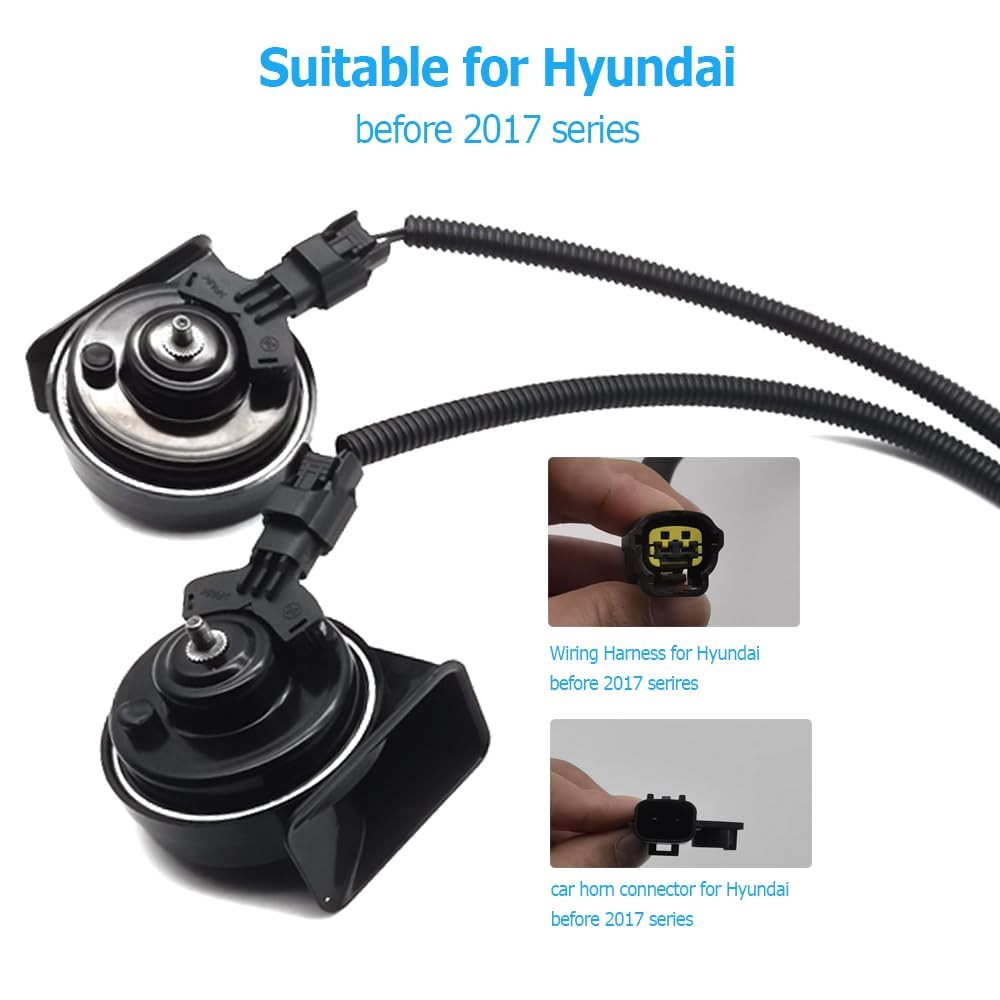 Car Horn Compatible with Hyundai, 12V Waterproof Snail Horn Loud 128db High/L…
