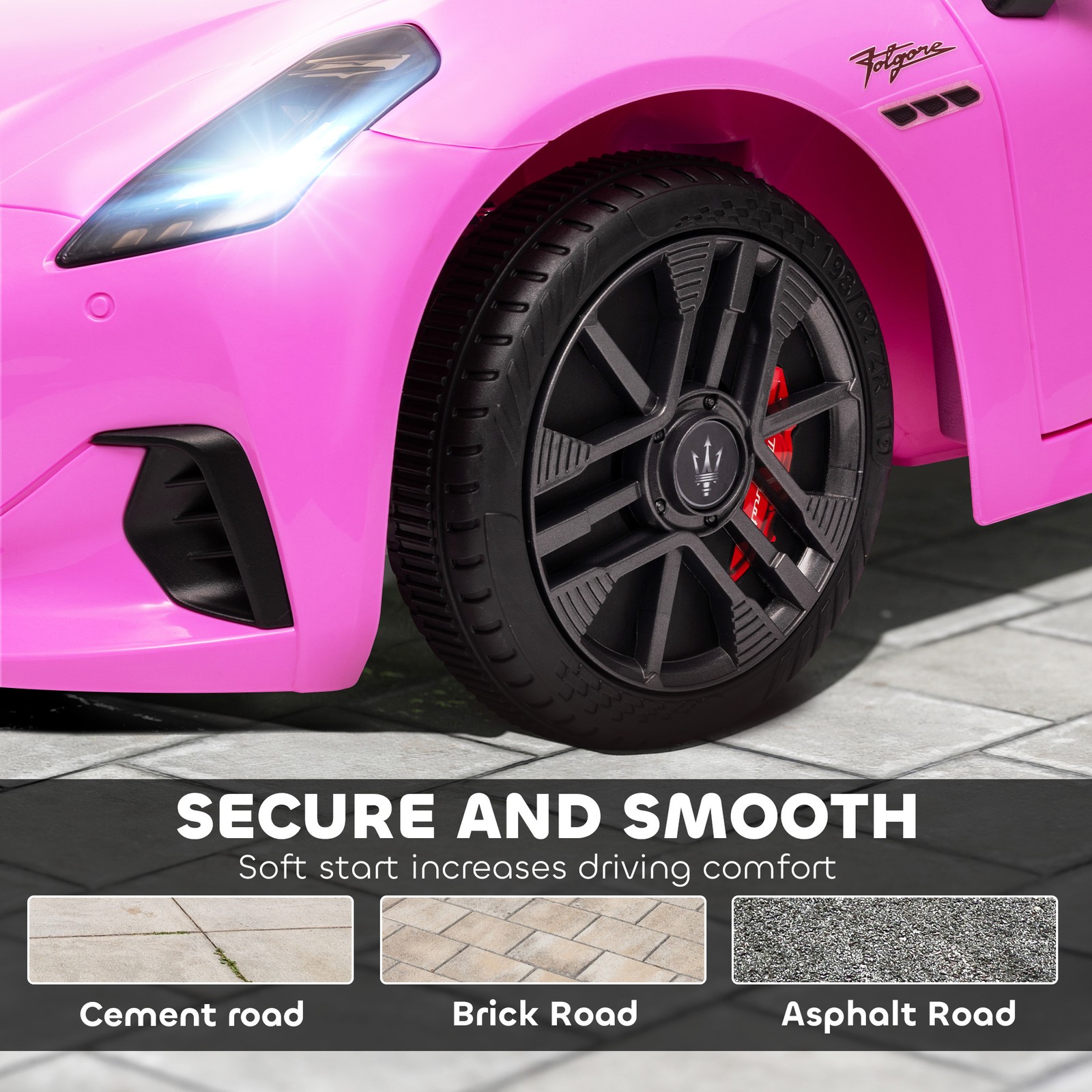 Qaba Maserati Gran Turismo Licensed 12V Kids Electric Car w/ Remote Control Pink