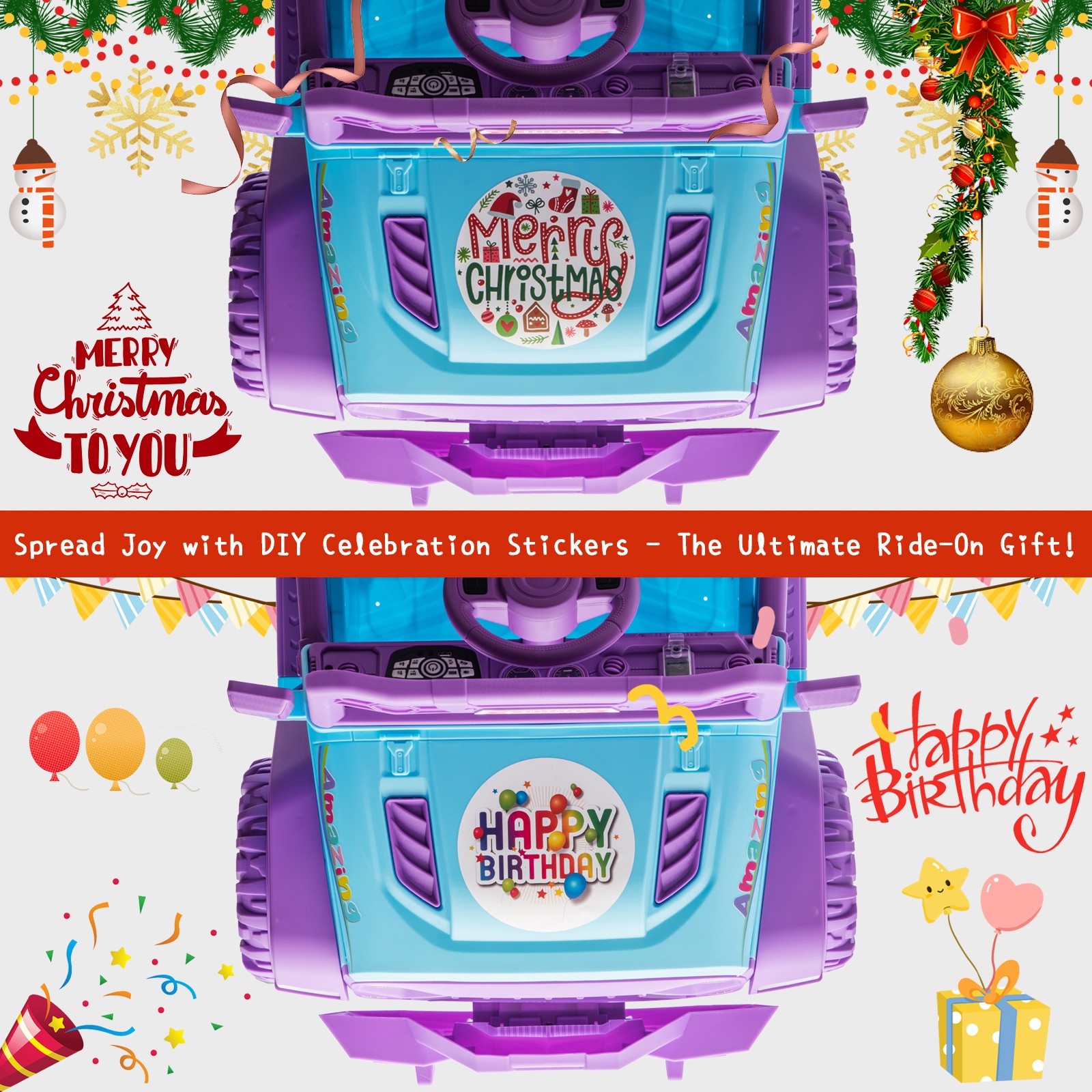 12V Electric Kids Ride On Truck W/ Remote Control DIY Sticker 2 Motor MP3 Player