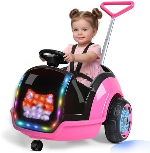 ANPABO 3-in-1 Electric Push Ride On Car, 12V Kids Ride On Toy w/Remote Contro…