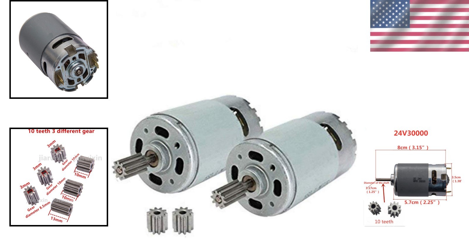 2 Pcs 24V 30000RPM Electric Motors for Kids Ride-On Cars – Upgrade Parts