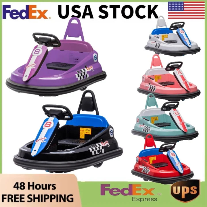 Kids Electric Bumper Car 6V Ride-On Toy W/15W Motors Steering Wheel Control 1-6