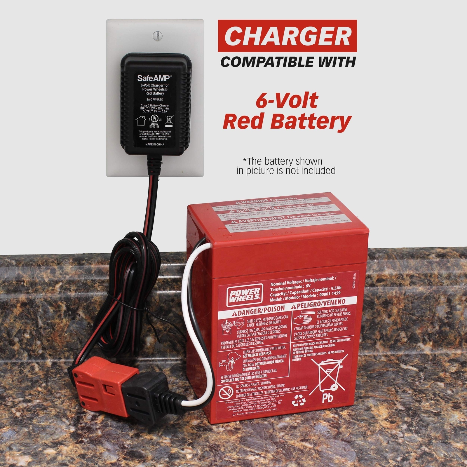Replacement 6-Volt Charger for Fisher-Price Power Wheels Red Battery Models 0…