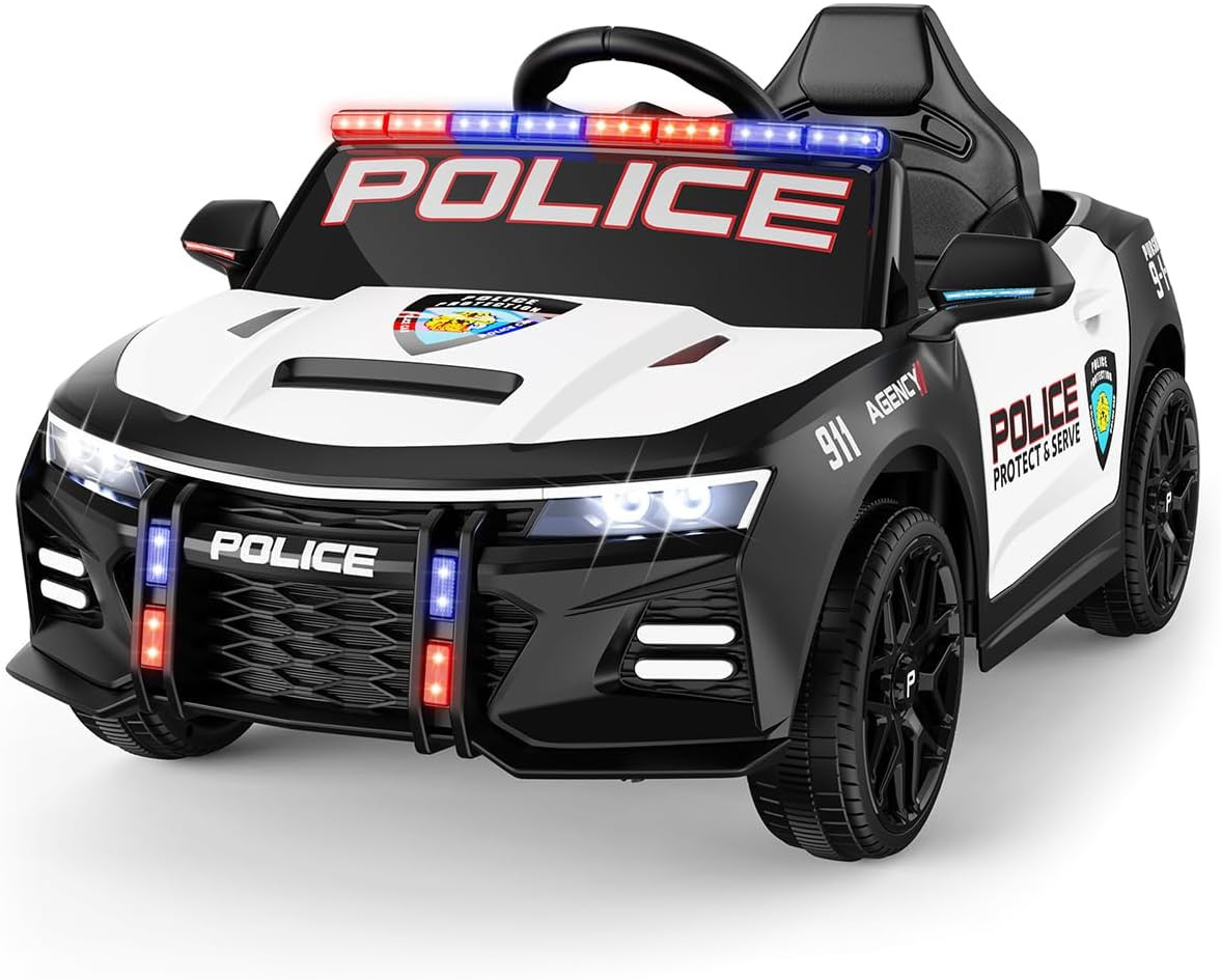 Police Car Ride on Electric Car for Kids to Drive Battery Powered Ride-On Toys C