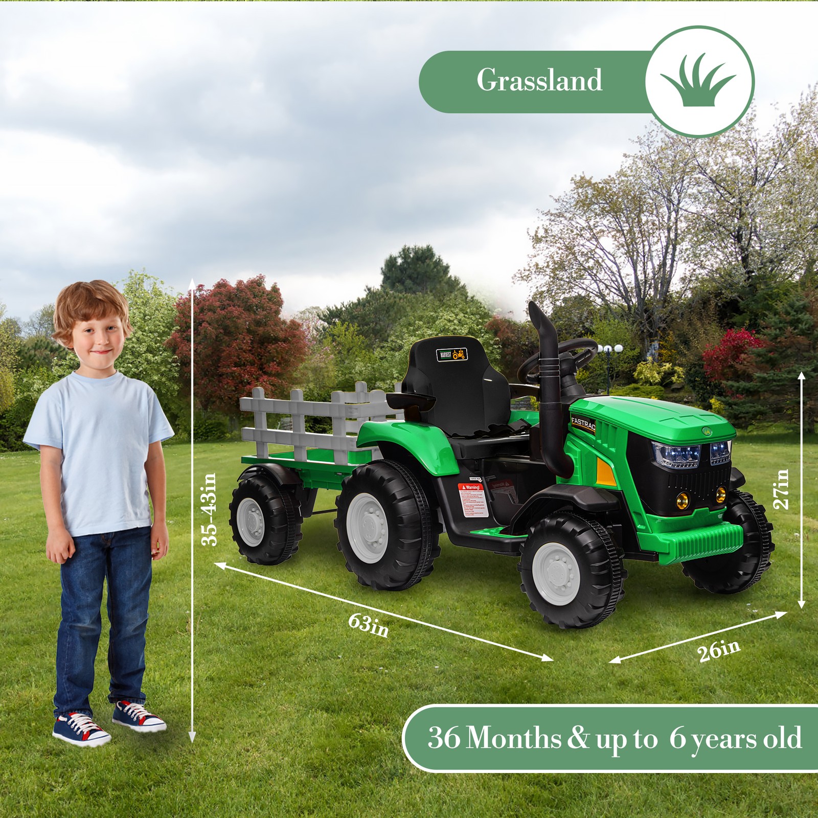 Electric Kids Tractor Ride-on Toy,Children’s Battery-Powered Vehicle,12v 7AH