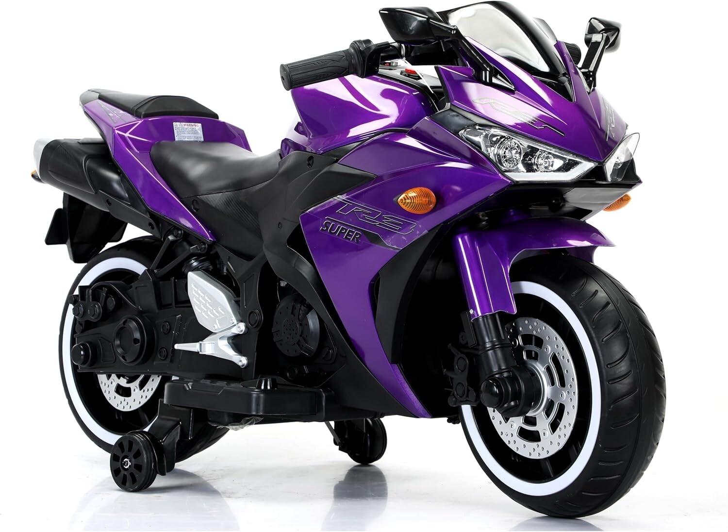 Kids Electric Motorcycle with Trainning Wheels for 3-8 Years Boys Girls,Purple