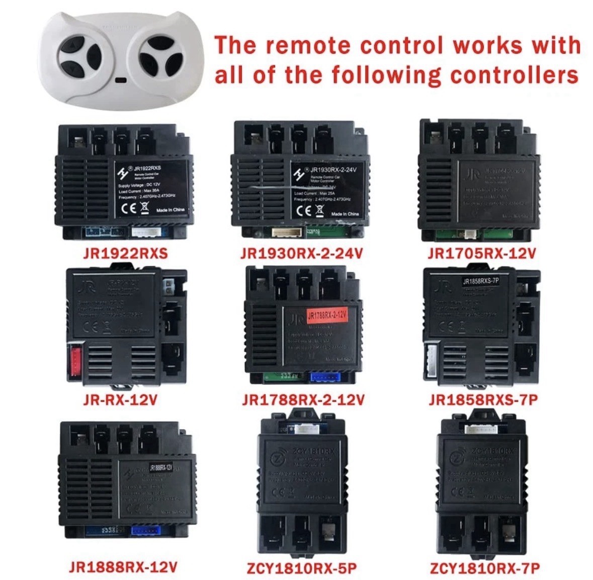 JR1602FCC 2.4Ghz Bluetooth Remote Control for Power Wheels,Remote Transmitter
