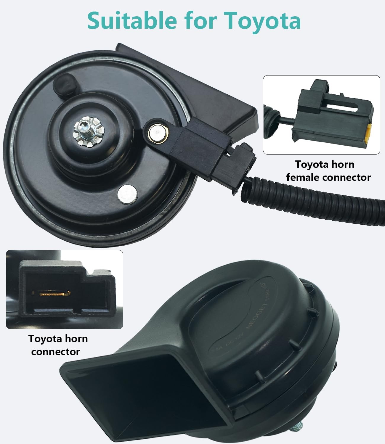 Car Horn for Toyota, Loud High Low 2 Tone Auto Horn, Waterproof 128dB (for To…