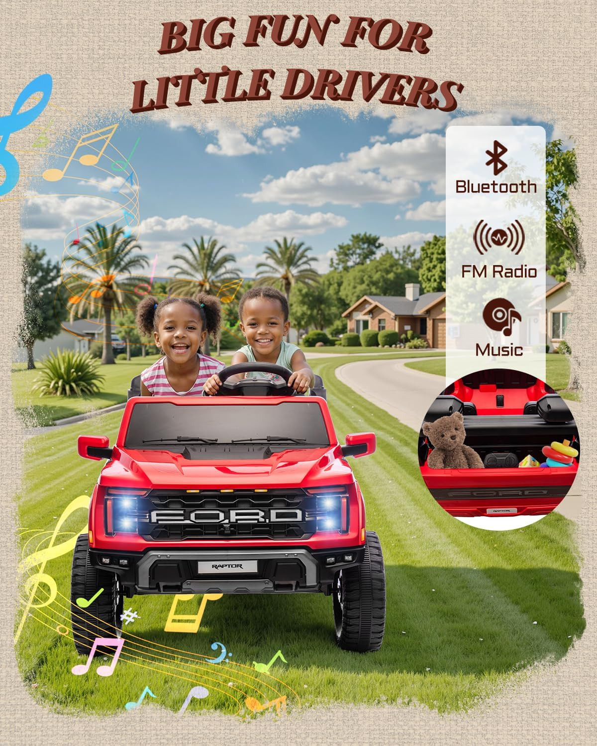 24V 2 Seater Ride On Truck Kids Electric Remote Control Ford F-150 Raptor w/ LED