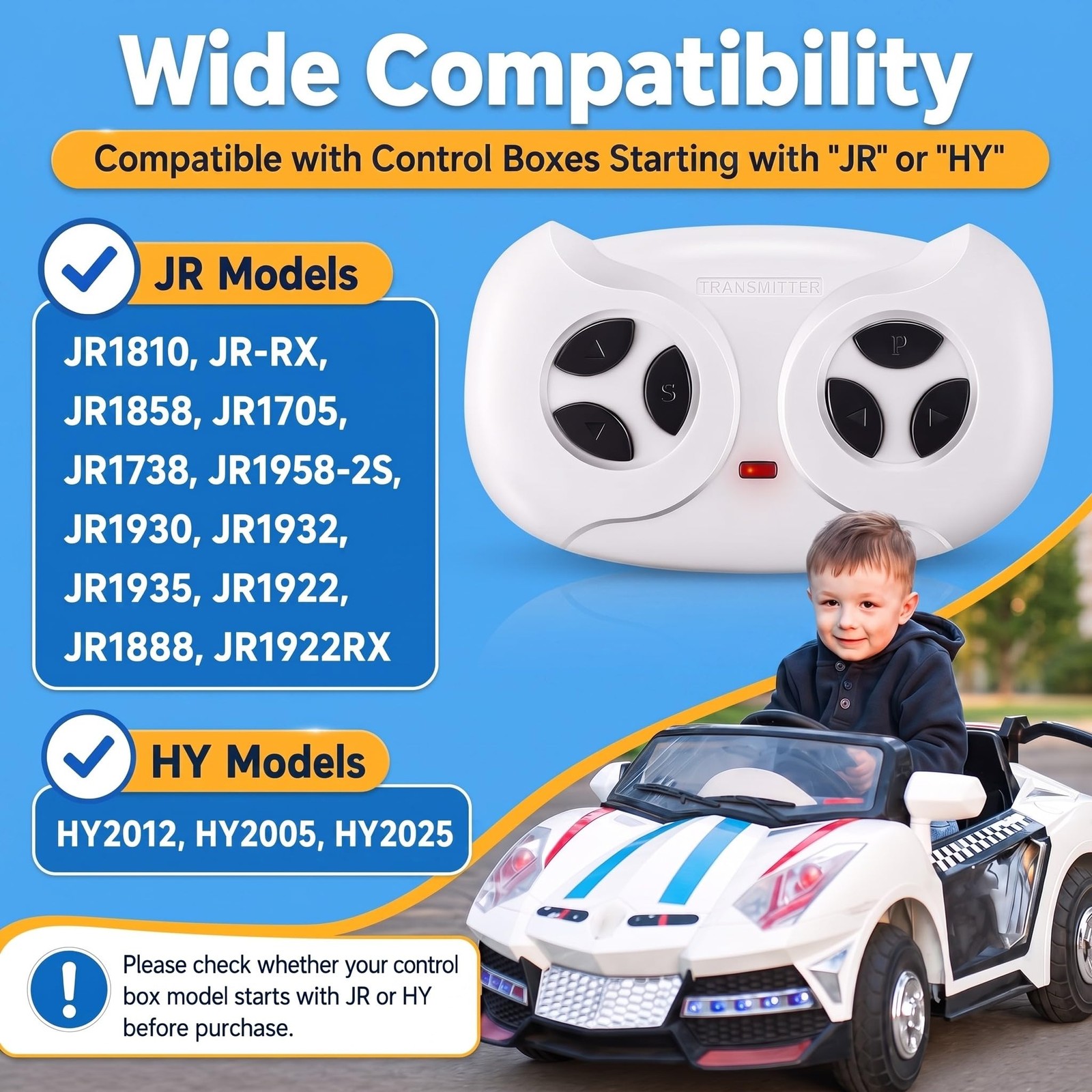 Saillong 2.4G Remote Control for Kids Electric Car, White white
