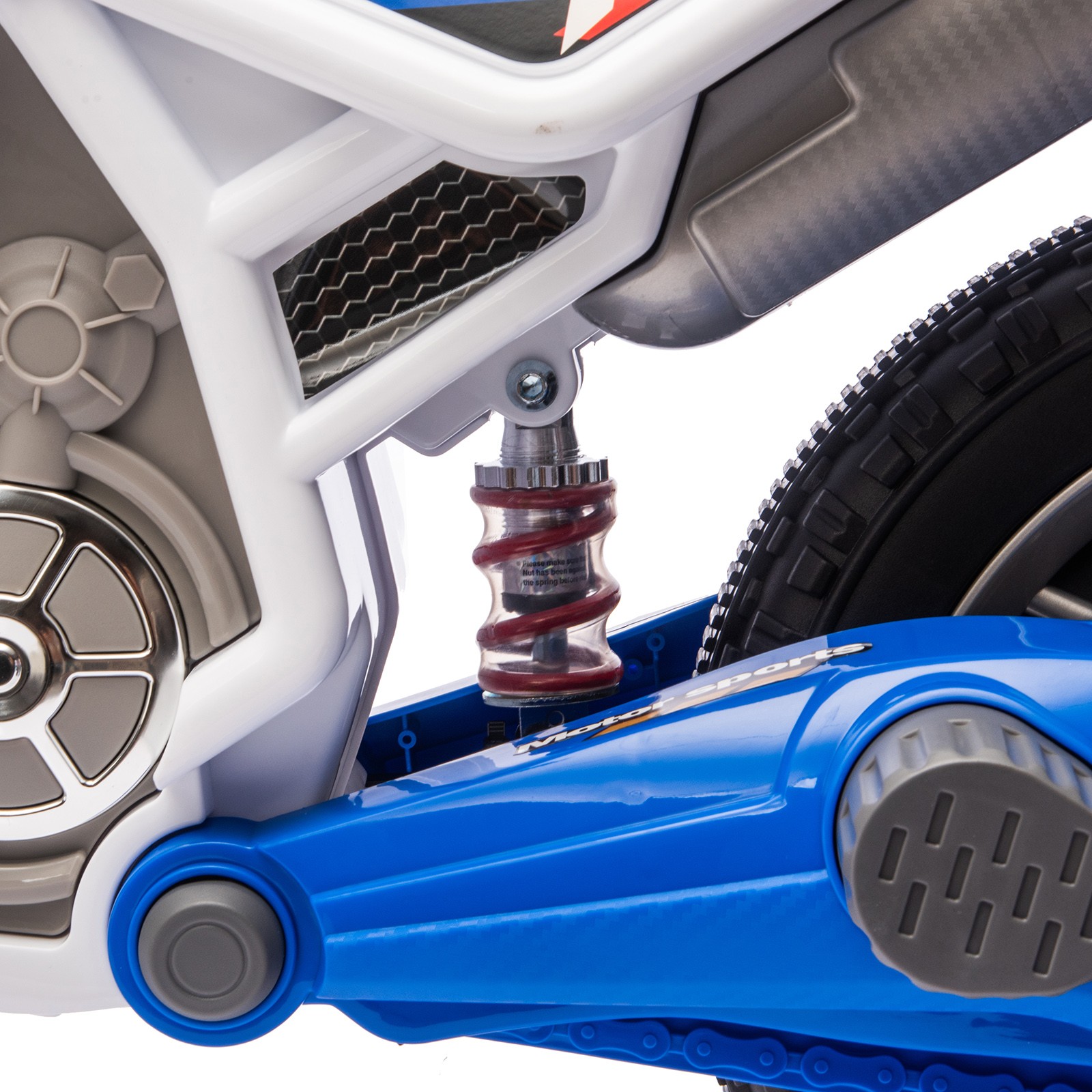 12V Kids Ride On Motorbike Motorcycle Dirt Bike with Music,Training Wheels Blue