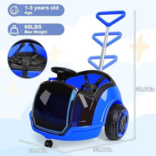 ANPABO 3-in-1 Electric Push Ride On Car, 12V Kids Ride On Toy w/Remote Contro…