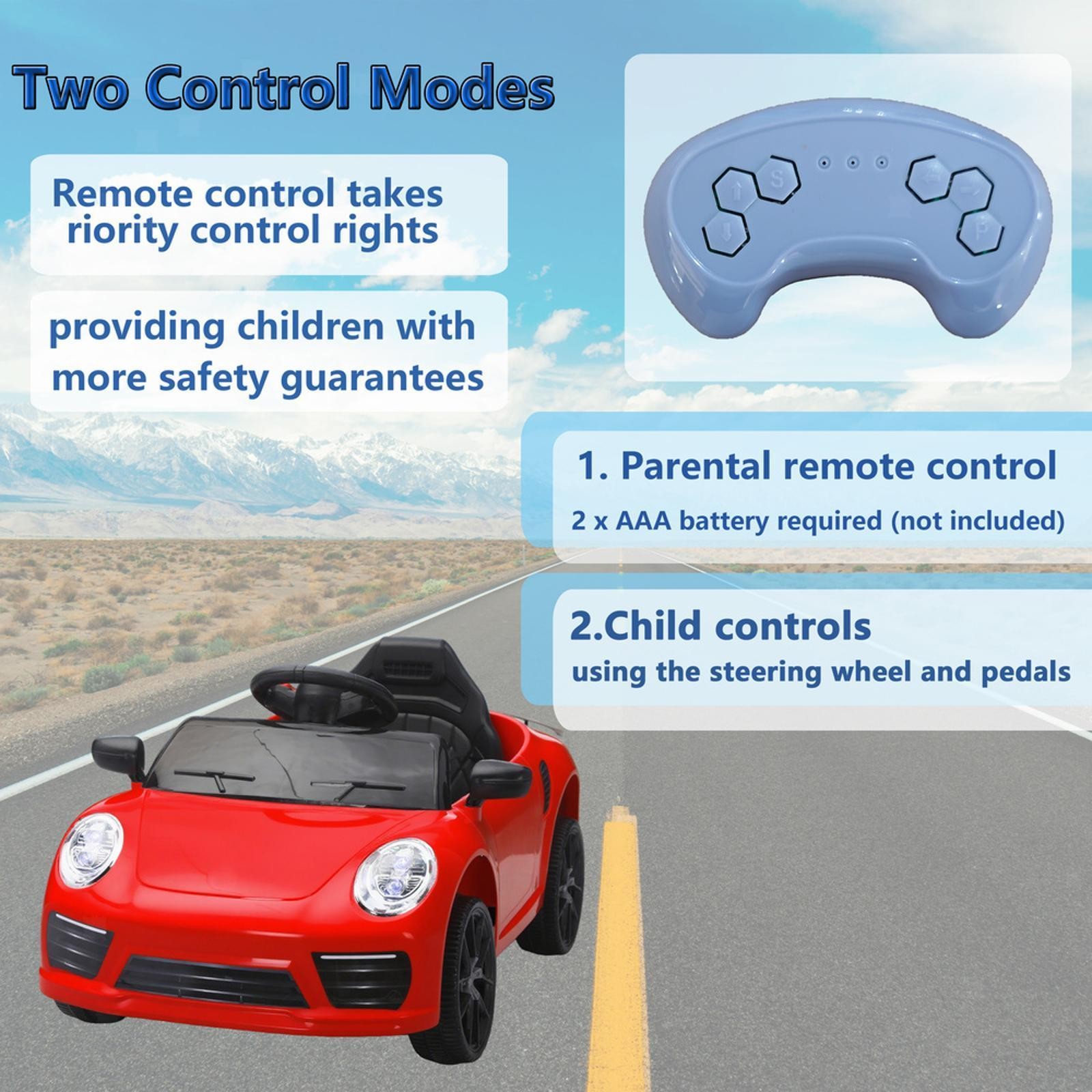 Electric Car Children Multifeature Control Ride Toy Seatbelt Door Fun for Baby