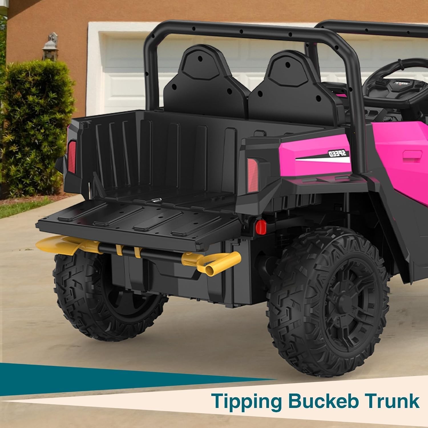 24V Ride On Truck for Kids w/ Remote, 4WD, LED Lights,Bluetooth,Dump Bed,2 Seats
