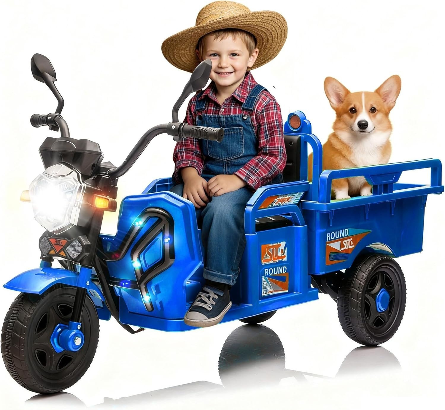 12V Kids Ride on Tractor with Cargo Bed Electric Dump Truck with LED Light Music