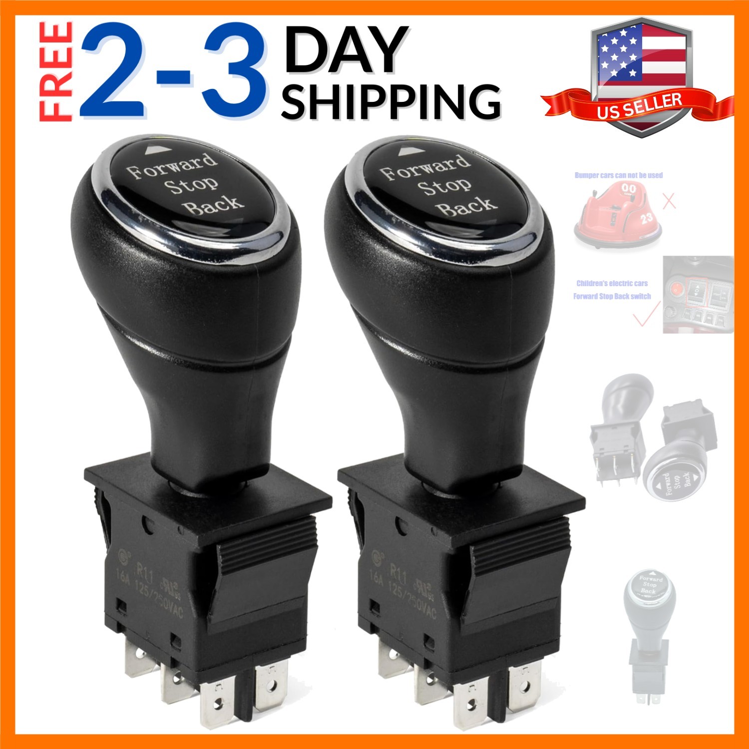 2 Pcs 6V 12volt 24V Compatible with Power Wheels Forward Stop Back Shift Swit…