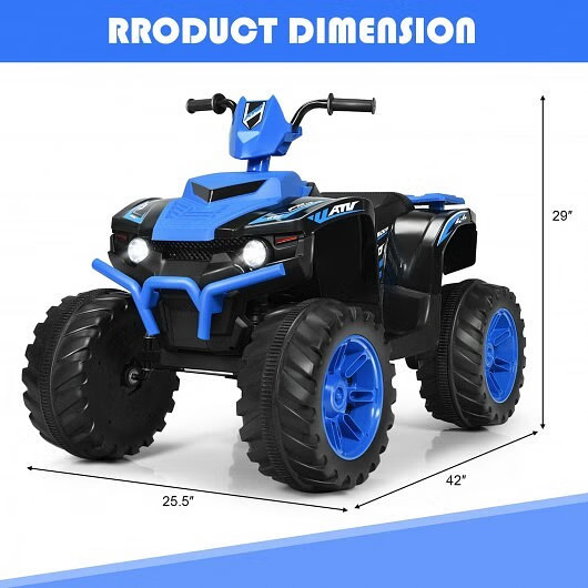 12V Kids Ride on ATV with LED Lights and Treaded Tires and LED lights-Navy – Col