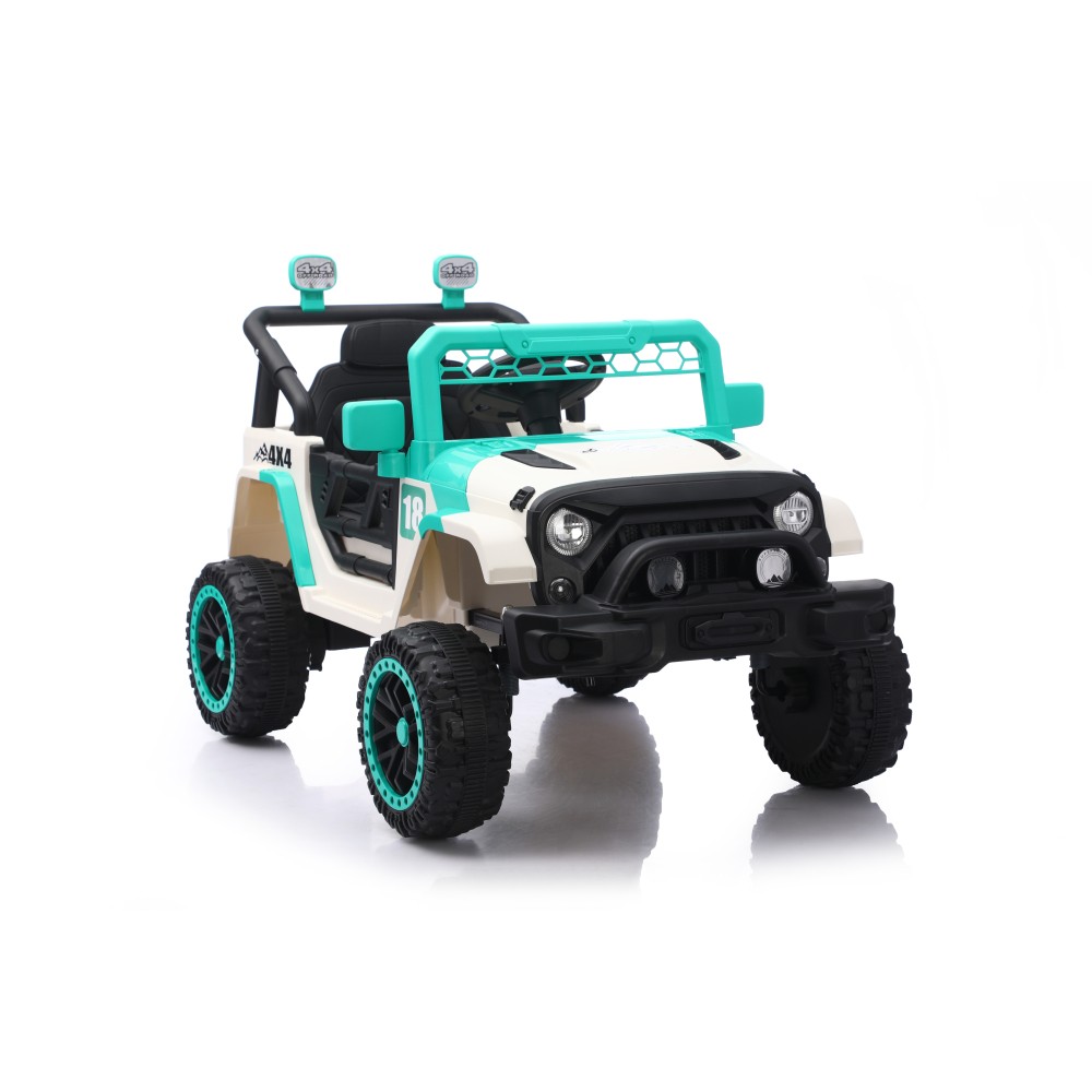 12V Toddler Electric Ride On Car White Green, Remote Control Spring Suspension
