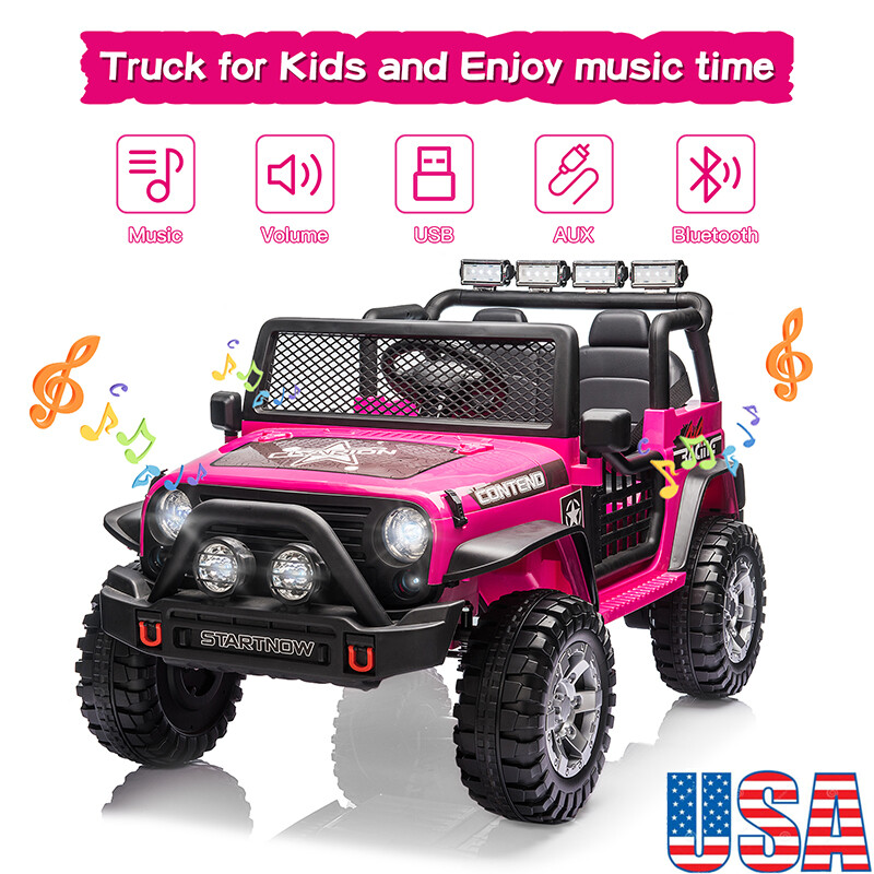 12V Electric C Battery Kids Ride On Car Toy Jeep 2 Seater w/ Remote Control Pink